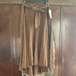 Brown Women's Skirt with Tie Waist